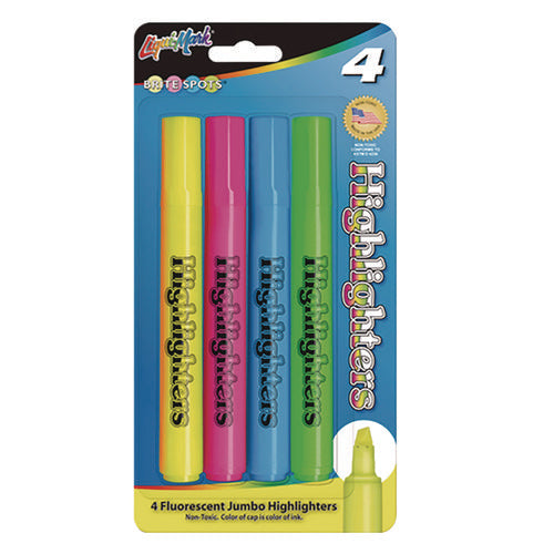 Brite Spots Tank Highlighters, Assorted Ink Colors, Chisel Tip, Assorted Barrel Colors, 4/pack