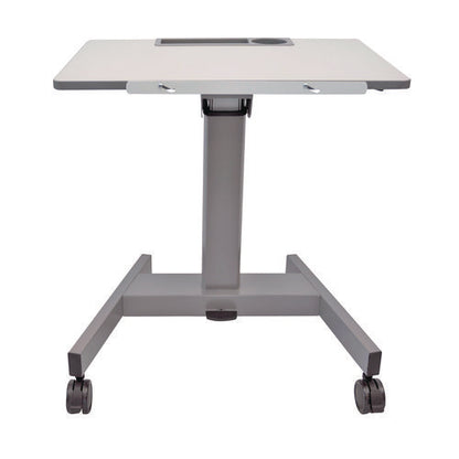 Pneumatic Adjustable Height Flip Top Student Desk, 27.5 X 19.5 X 26.25 To 42, White/gray