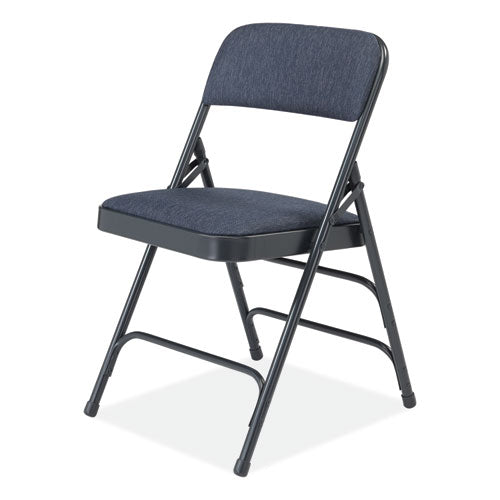 2300 Series Deluxe Fabric Upholstered Triple Brace Folding Chair, Supports Up To 500 Lb, Imperial Blue, 4/carton