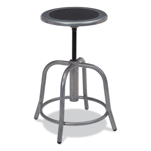 6800 Series Height Adjustable Metal Seat Swivel Stool, Supports Up To 300 Lb, 18" To 24" Seat Height, Black Seat, Gray Base