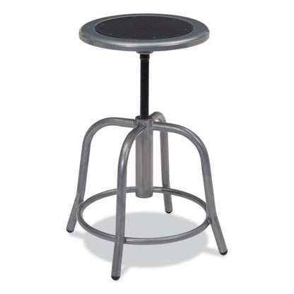 6800 Series Height Adjustable Metal Seat Swivel Stool, Supports Up To 300 Lb, 18" To 24" Seat Height, Black Seat, Gray Base