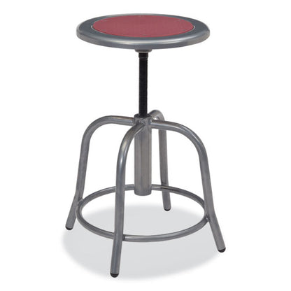 6800 Series Height Adjustable Metal Seat Swivel Stool, Supports Up To 300 Lb, 18" To 24" Seat Height, Burgundy Seat/gray Base