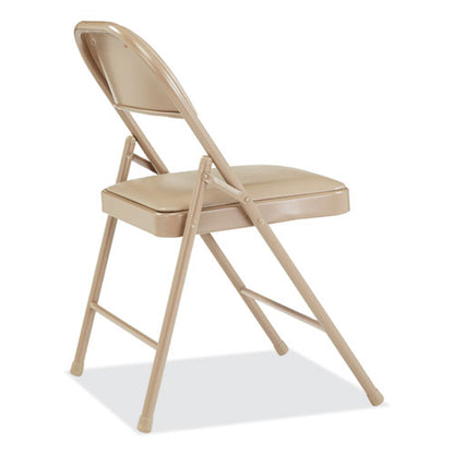 950 Series Vinyl Padded Steel Folding Chair, Supports Up To 250 Lb, 17.75" Seat Height, Beige, 4/carton