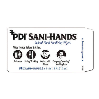 Pdi Sani-hands Instant Hand Sanitizing Wipes, 7.5 X 6, Unscented, White, 220/canister, 6 Canisters/carton