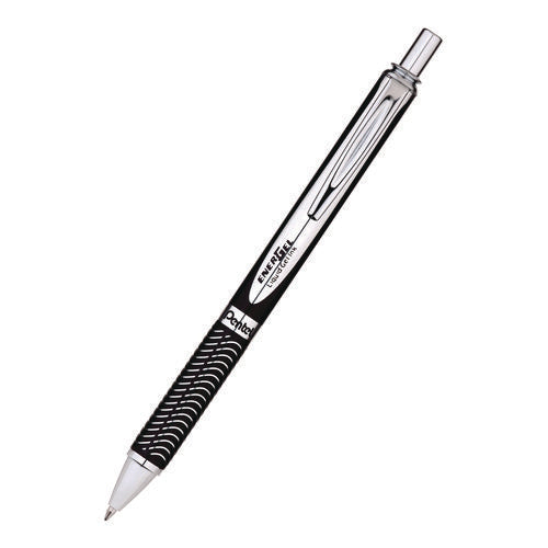 Energel Alloy Rt Gel Pen, Retractable, Medium 0.7 Mm, Black Ink, Black/aluminum Barrel