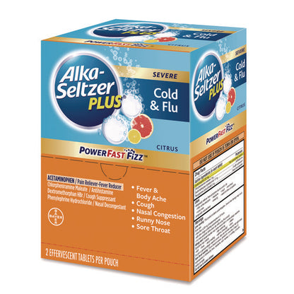 Plus Powerfast Fizz Sever Cold And Flu Effervescent Tablet, 2 Tablets/pouch, 25 Pouches/box