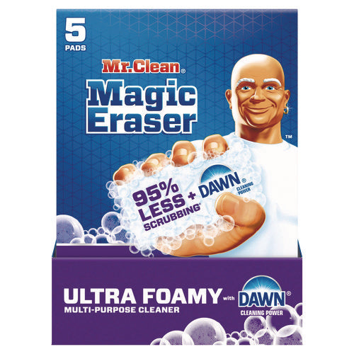 Magic Eraser, Ultra Foamy, 4.6" X 2.3", 0.7" Thick, White, 5/pack, 4 Packs/carton