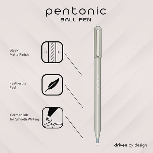 Pentonic Frost Pen, Stick, Fine 0.7 Mm, Black Ink, Pale Gray Barrel, 10/pack