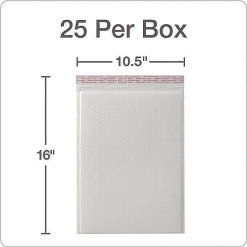 Poly Bubble Mailers, #5, Barrier Bubble Cushion, Redi-seal Adhesive Closure, 10.5 X 15, White, 25/pack