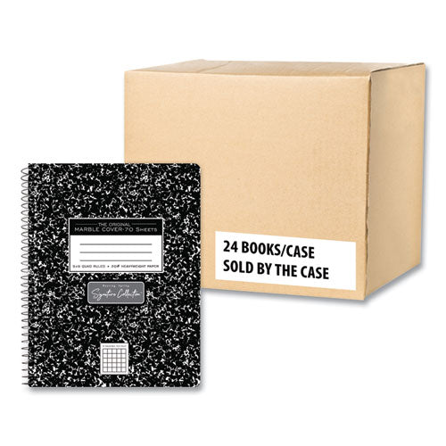 Spring Signature Composition Book, Quad 5 Sq/in Rule, Black Marble Cover, (70) 9.75 X 7.5 Sheets, 24/carton