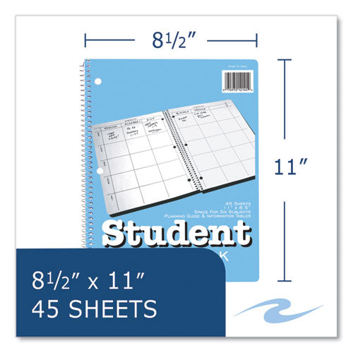 Student Plan Book, Undated, Light Blue Cover, (45) 11 X 8.5 Sheets, 24/carton