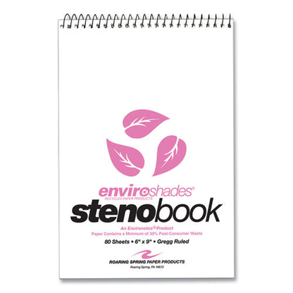 Enviroshades Steno Pad, Gregg Rule, White Cover, 80 Pink 6 X 9 Sheets, 24 Pads/carton