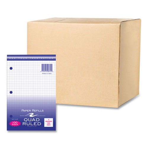 Graph Filler Paper, 3-hole, Quadrille: 5 Sq In, (100) 8.5 X 5.5 Sheets, 48/carton