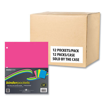 Binder Pocket, 9 W X 11 H, Assorted Colors, 144/carton