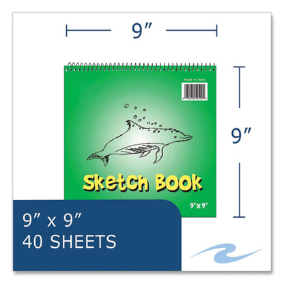 Kids Sketch Notepad, Green Cover, 40 White 9 X 9 Sheets, 12/carton