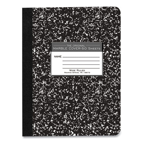 Marble Cover Composition Book, Taped Binding, Wide/legal Rule, Black Marble Cover, (50) 9.75 X 7.5 Sheets