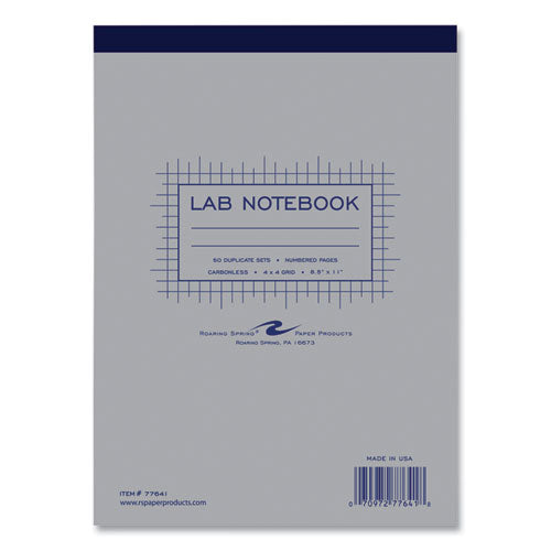 Lab And Science Carbonless Notebook, Quad Rule (4 Sq/in), Gray Cover, (100) 8.5 X 11 Sheets, 24/carton