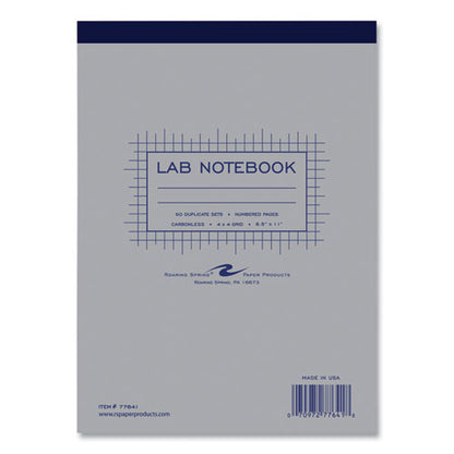 Lab And Science Carbonless Notebook, Quad Rule (4 Sq/in), Gray Cover, (100) 8.5 X 11 Sheets, 24/carton