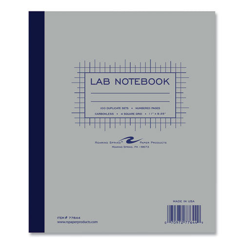 Lab And Science Carbonless Notebook, Quad Rule (4 Sq/in), Gray Cover, (200) 11 X 9.25 Sheets, 5/carton