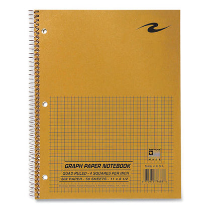 Lab And Science Wirebound Notebook, Quadrille Rule (4 Sq/in), Brown Cover, (50) 8.5 X 11 Sheets, 24/carton