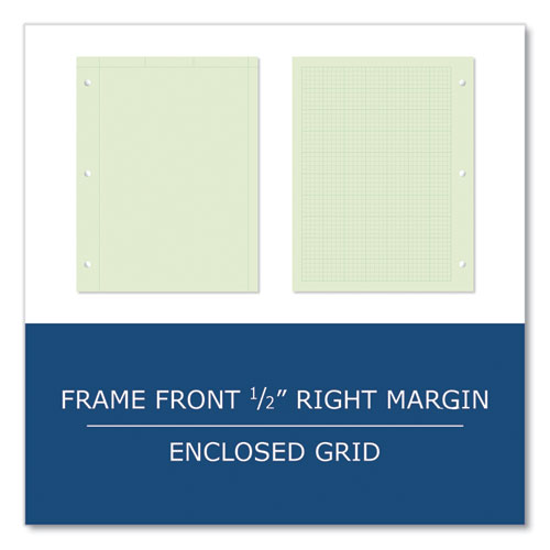 Engineer Pad, (0.5" Margins), Quad Rule (5 Sq/in, 1 Sq/in), 200 Light Green 8.5 X 11 Sheets/pad, 12/carton