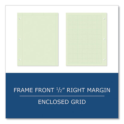 Engineer Pad, (0.5" Margins), Quad Rule (5 Sq/in, 1 Sq/in), 200 Light Green 8.5 X 11 Sheets/pad, 12/carton