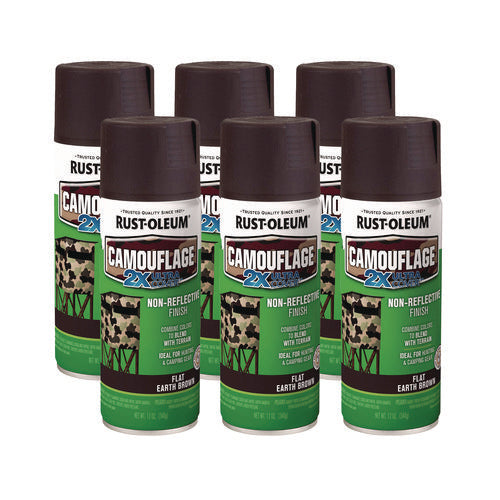 Camouflage Spray Paint, Flat Earth Brown, 12 Oz Aerosol Can, 6/carton