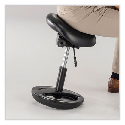 Twixt Sitting-height Saddle Seat Stool, Backless, Supports Up To 300 Lb, 19" To 24" Seat Height, Black Seat, Black Base