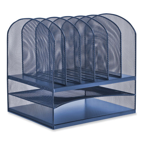 Onyx Desk Organizer With Two Horizontal And Six Upright Sections, Letter Size Files, 13.25 X 11.5 X 13, Blue