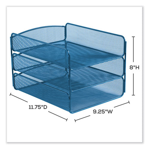 Onyx Triple Tray, 3 Sections, Letter Size Files, 9.25 X 11.75 X 8, Blue