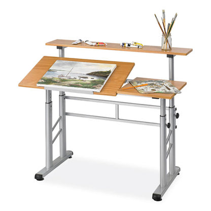 Height-adjustable Split Level Drafting Table, Rectangular/square, 47.25 X 29.75 X 26 To 37.25, Medium Oak