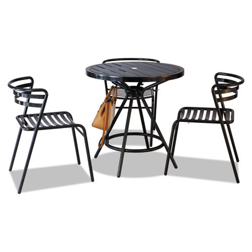 Cogo Steel Outdoor/indoor Stacking Chair, Supports Up To 250 Lb, 17" Seat Height, Black Seat, Black Back, Black Base,2/carton