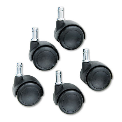 Taskmaster Hard Floor Casters, Grip Ring Stem, 2" Wheel, Black, 5/set