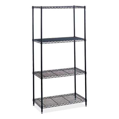 Industrial Wire Shelving, Four-shelf, 36w X 24d X 72h, Black