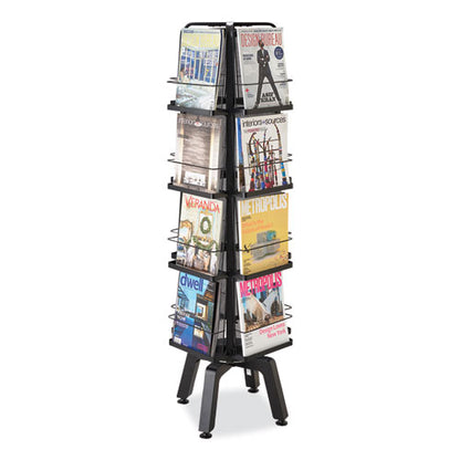 Onyx Mesh Rotating Magazine Display, 16 Compartments, 18.27w X 18.27d X 58.55h, Black