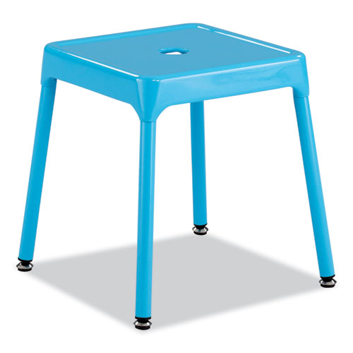 Steel Guest Stool, Backless, Supports Up To 275 Lb, 15" To 15.5" Seat Height, Baby Blue Seat, Baby Blue Base