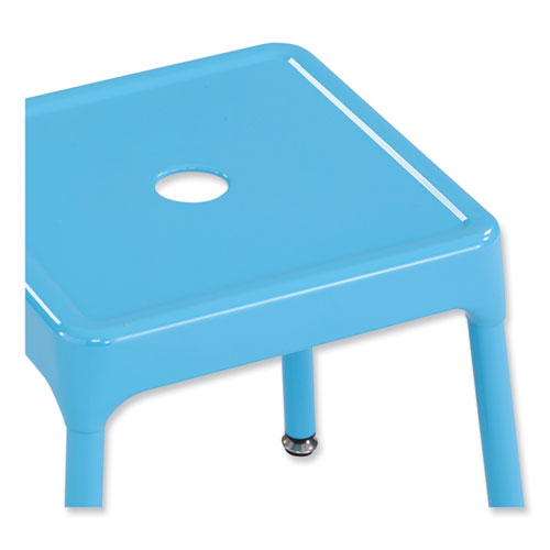 Steel Guest Stool, Backless, Supports Up To 275 Lb, 15" To 15.5" Seat Height, Baby Blue Seat, Baby Blue Base