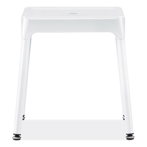 Steel Guest Stool, Backless, Supports Up To 275 Lb, 15" To 15.5" Seat Height, White Seat, White Base