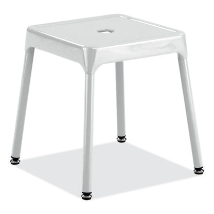 Steel Guest Stool, Backless, Supports Up To 275 Lb, 15" To 15.5" Seat Height, White Seat, White Base