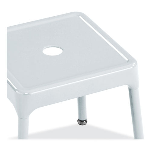 Steel Guest Stool, Backless, Supports Up To 275 Lb, 15" To 15.5" Seat Height, White Seat, White Base