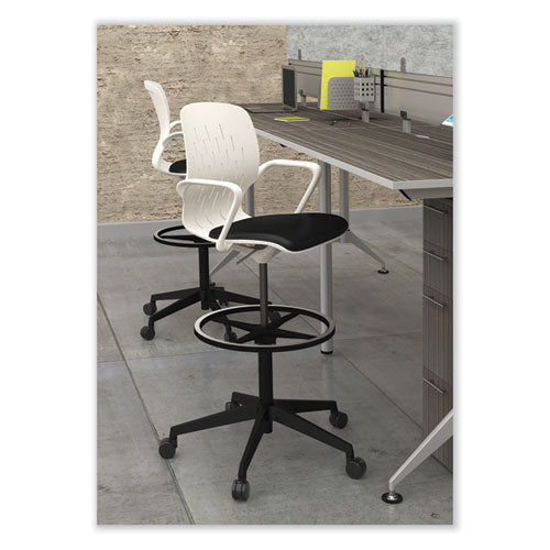 Shell Extended-height Chair, Supports Up To 275 Lb, 22" To 32" Seat Height, Black/white Seat, White Back, Black Base