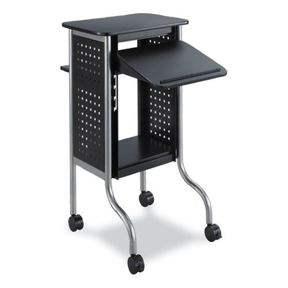 Scoot Presentation Cart, 50 Lb Capacity, 4 Shelves, 21.5" X 30.25" X 40.5", Black