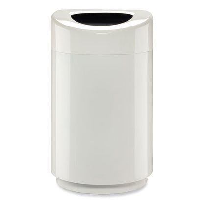 Open Top Round Waste Receptacle, 30 Gal, Steel, White