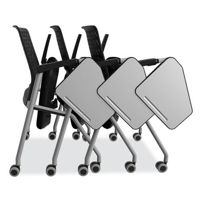 Thesis Training Chair With Flex Back And Tablet, Support Up To 250 Lb, 18" Seat Height, Black Seat, Gray Base, 2/carton