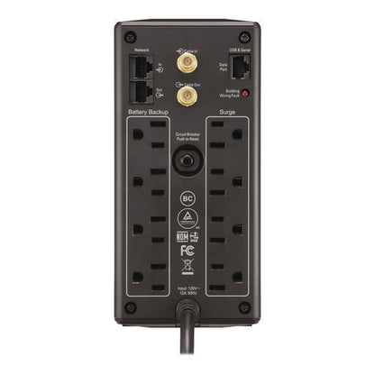 Back-ups Pro Compact Tower Lcd Battery Backup And Surge Protector With Usb, 1,000 Va, 8 Outlets, 1,103 J