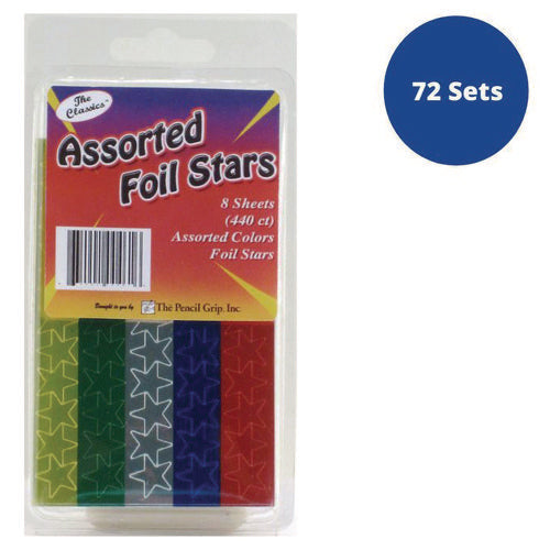 Foil Star Stickers, Assorted Colors, 55/sheet, 8 Sheets/pack, 72 Packs/carton