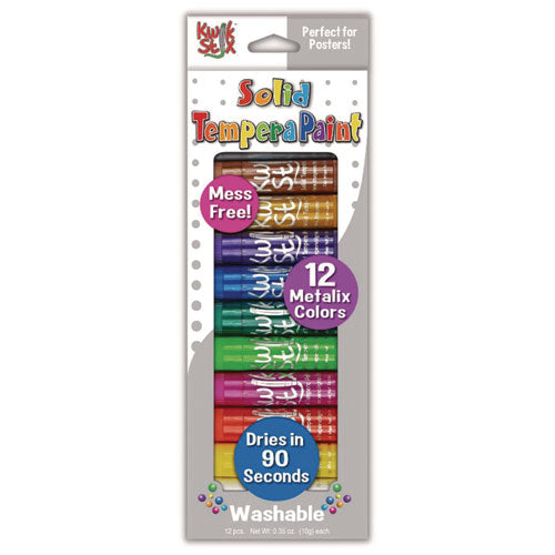 Kwik Stix Tempera Paint Set, 12 Assorted Metallic Colors, 12/set, 12 Sets/carton