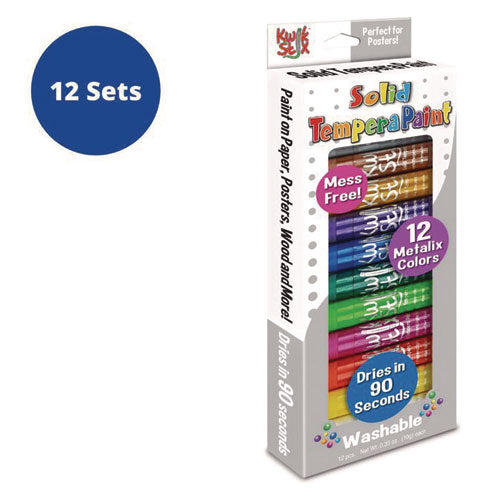 Kwik Stix Tempera Paint Set, 12 Assorted Metallic Colors, 12/set, 12 Sets/carton