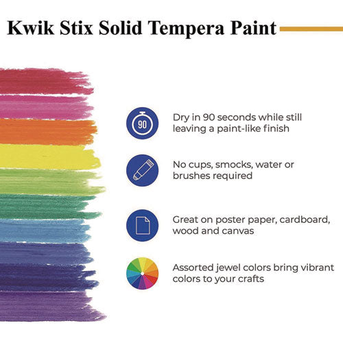 Kwik Stix Tempera Paint Set, 10 Assorted Jewel Tones Colors, 10/pack, 12 Packs/carton