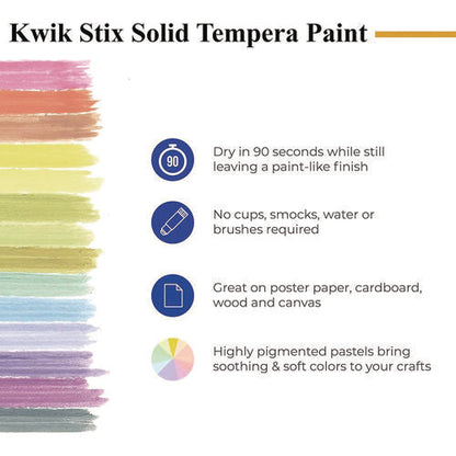 Kwik Stix Tempera Paint Set, 10 Assorted Pastel Colors, 10/set, 12 Sets/carton